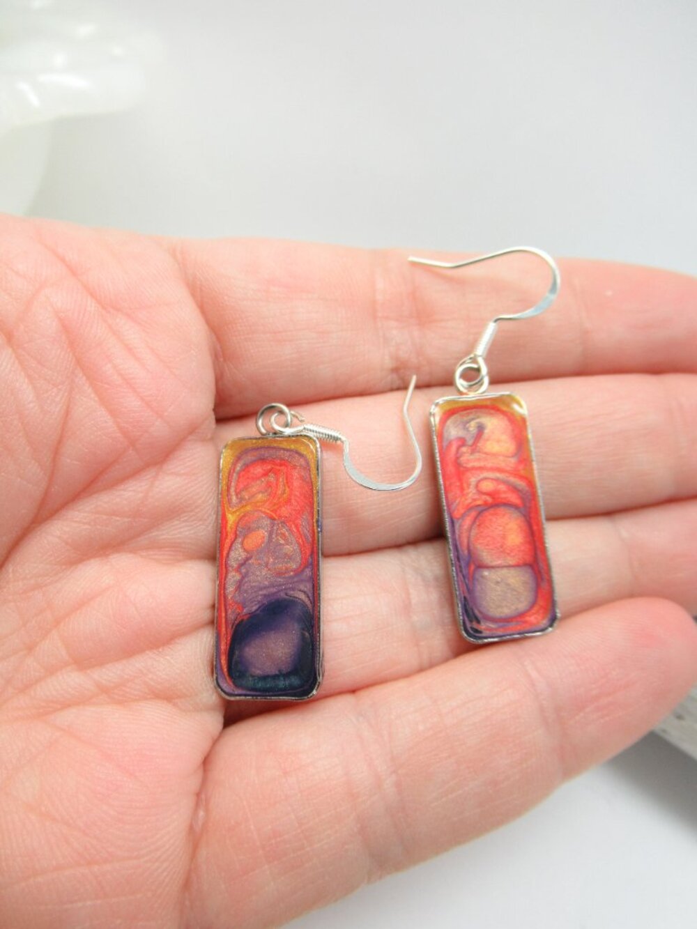 Rectangular Pebeo earrings - Picture 7 of 8